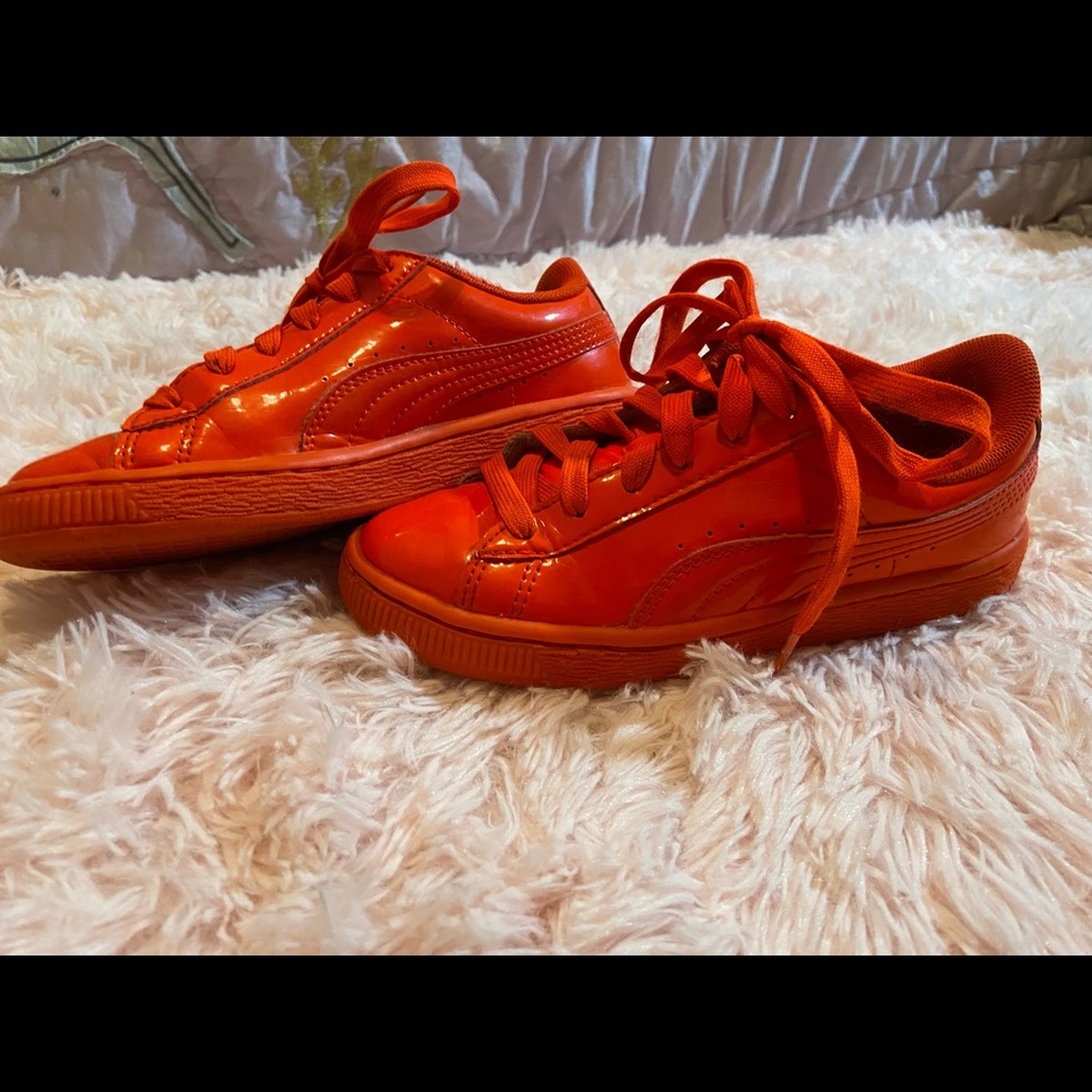 Hot Pink Patent Leather Puma sneakers